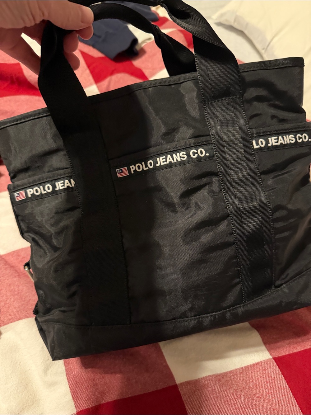 Vtg Polo Jeans Co Nylon Tote